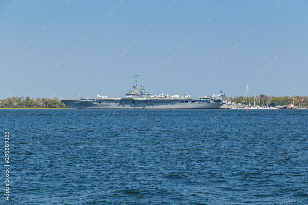 USS Yorktown Aircraft Carrier moored in Cooper River at Patriots Point Maritime Museum in South Carolina