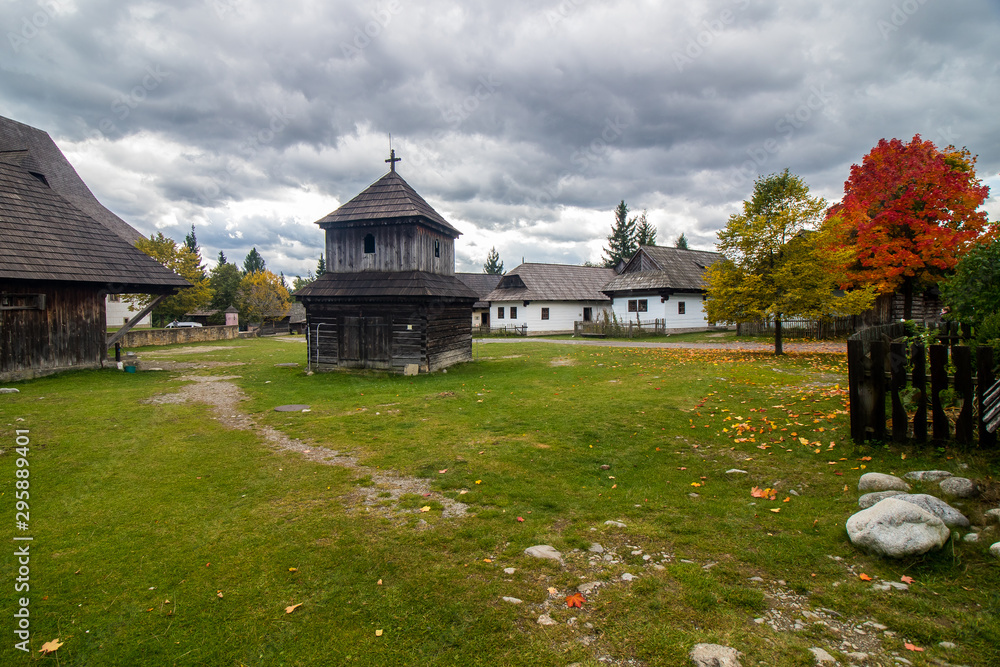 Traditional old architecture in Slovak village Pribylina