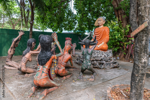 Photo Bang Saen, Thailand - March 16, 2019: Garden of Hell in Wang Saensuk Buddhist Monastery