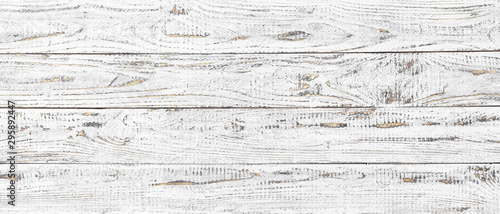 Fototapeta Naklejka Na Ścianę i Meble -  white wood texture background, wide wooden plank panel pattern