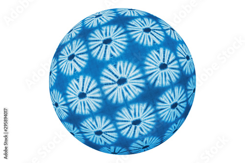 Ball of African batiks, white background