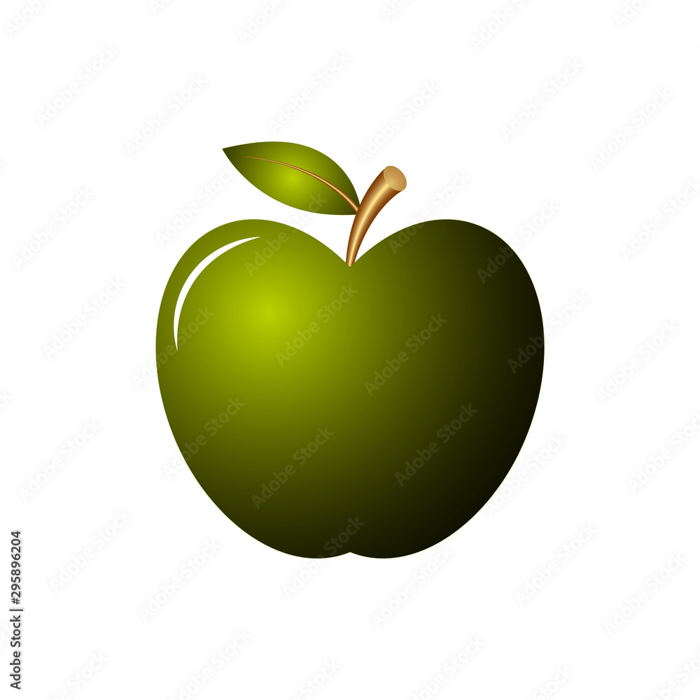Green apple isolated on white background. Cartoon style. Vector illustration for any design. Green apple isolated on white background. Cartoon style. Vector illustration for any design.