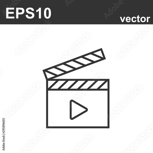 Movie icon. Black filled vector illustration.