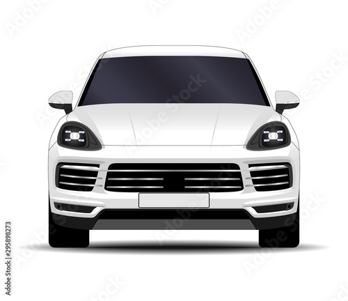 realistic SUV car. front view.