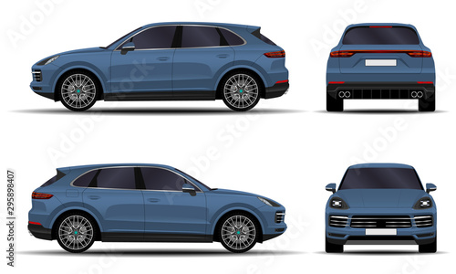 realistic SUV car. front view  side view  back view. © kupchynskyi12