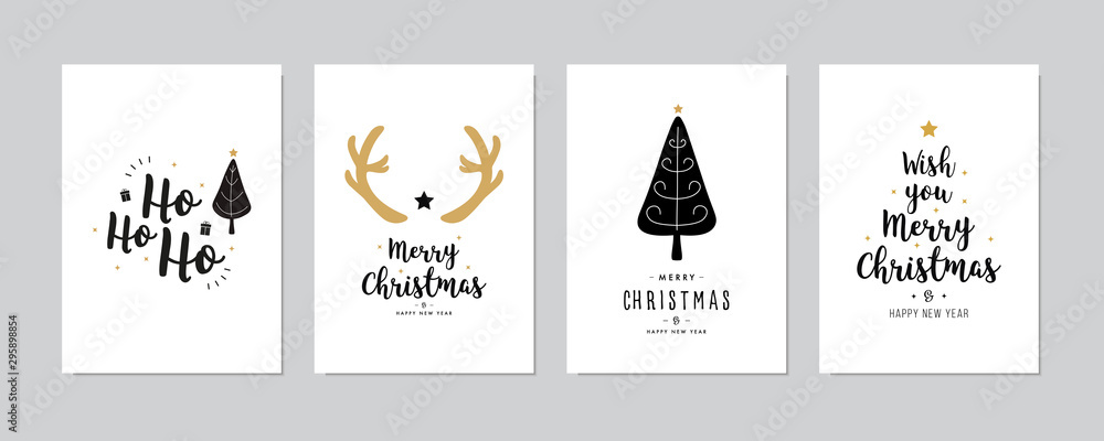 Set of christmas and happy new year greeting cards with lettering calligraphy decorative ornament elements. Set of christmas and happy new year greeting cards with lettering calligraphy decorative ornament elements.
