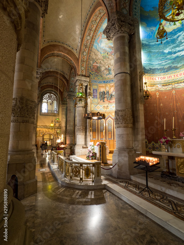 BARCELONA, SPAIN- May, 2019: Amazing interior of the Tibidabo church/temple, at the top of tibidabo hill, Barcelona, Spain