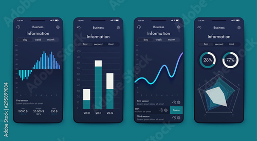 Different UI, UX, GUI screens and flat web icons for mobile apps