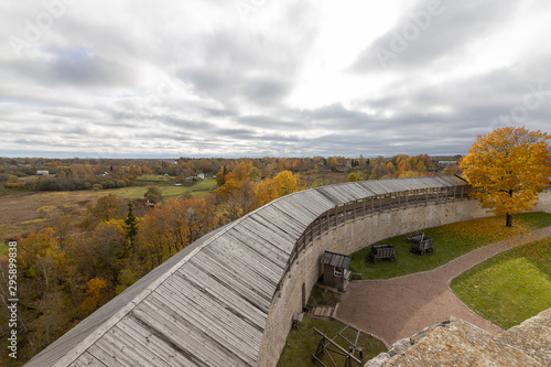 Medieval fortress of Izborsk. Izborsk is a rural locality (village) in Pechorsky District of Pskov Oblast, Russia. It contains one of the most ancient and impressive fortresses of Western Russia. photo