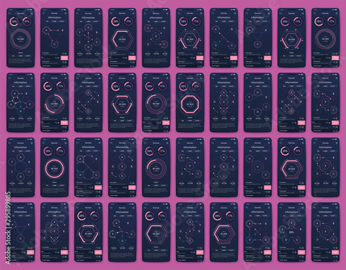 Different UI, UX, GUI screens and flat web icons for mobile apps