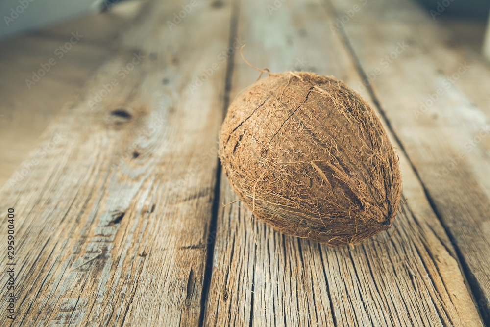 coconut on the wooden desk background