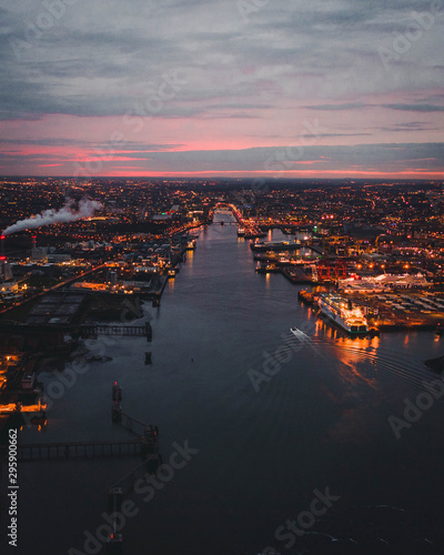 The Dublin city at a evening with a stunning sunset.