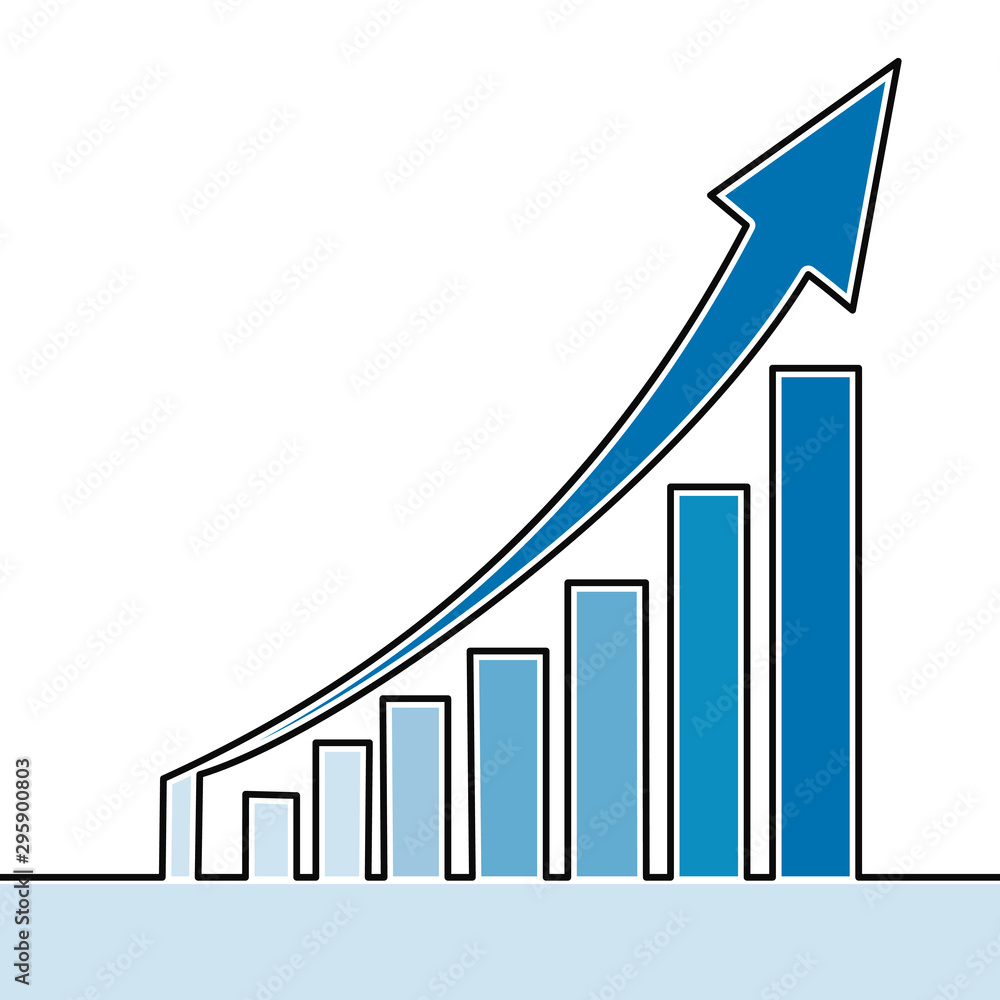 Flat art drawing profit growth graph concept Flat art drawing profit growth graph concept