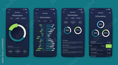 Different UI, UX, GUI screens and flat web icons for mobile apps