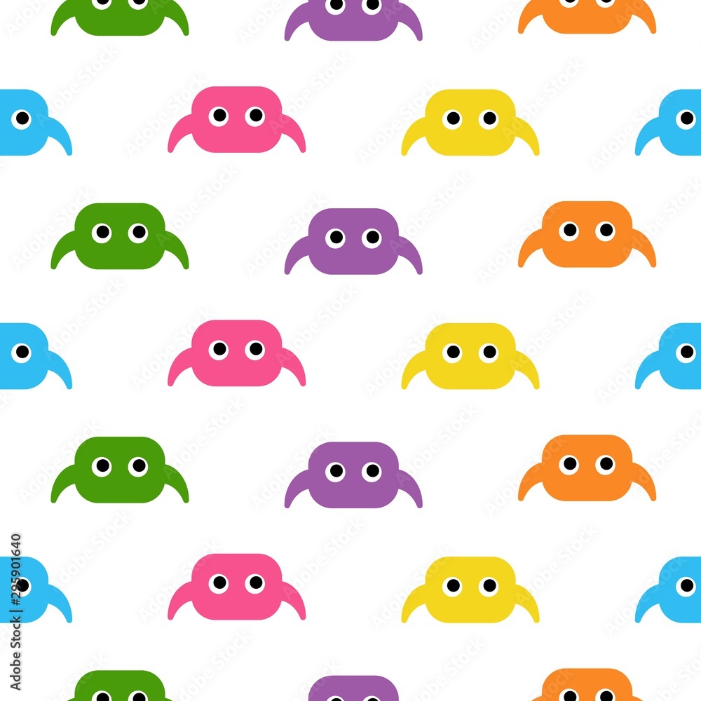 Fototapeta premium Seamless kawaii cartoon pattern with cute little spiders.
