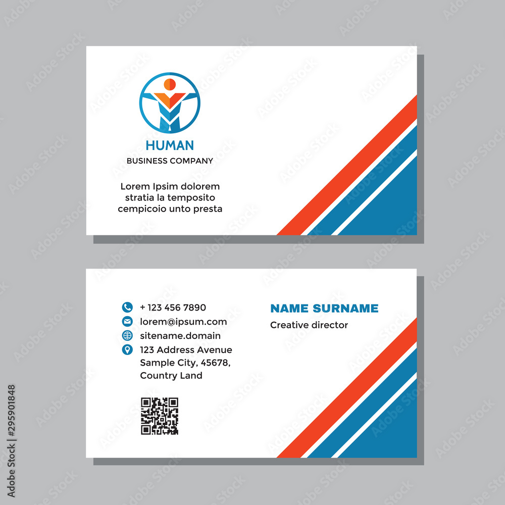 Business visit card template with logo - concept design. Abstract human branding. Sport fitness sign. Vector illustration. Business visit card template with logo - concept design. Abstract human branding. Sport fitness sign. Vector illustration.