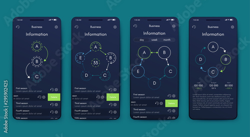 Different UI, UX, GUI screens and flat web icons for mobile apps
