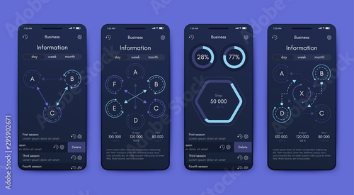 Different UI, UX, GUI screens and flat web icons for mobile apps