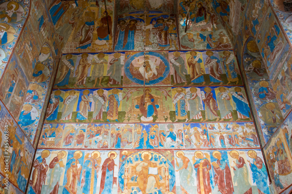 Painted walls of the Church of St. John the Evangelist in the Rostov Kremlin.