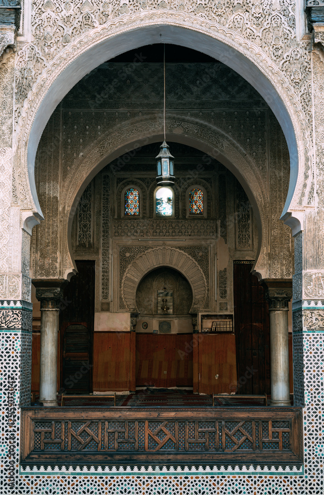 Window ornamented with a madrasa. Inside there is a room to pray