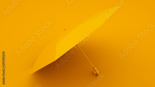 Yellow Umbrella on yellow background. Summer concept. 3d illustration