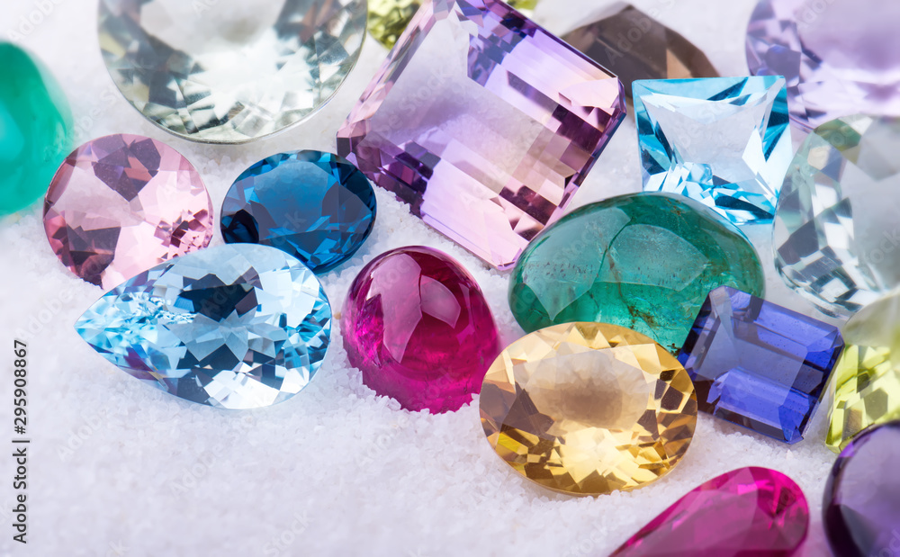 Collection mix colorful of gemstones jewelry.