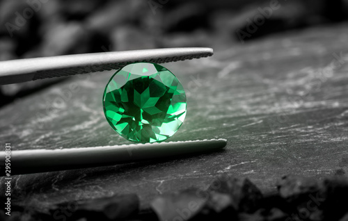 The emerald gemstone jewelry cut. photo