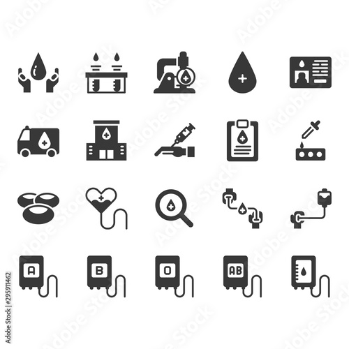 Blood donation icon set