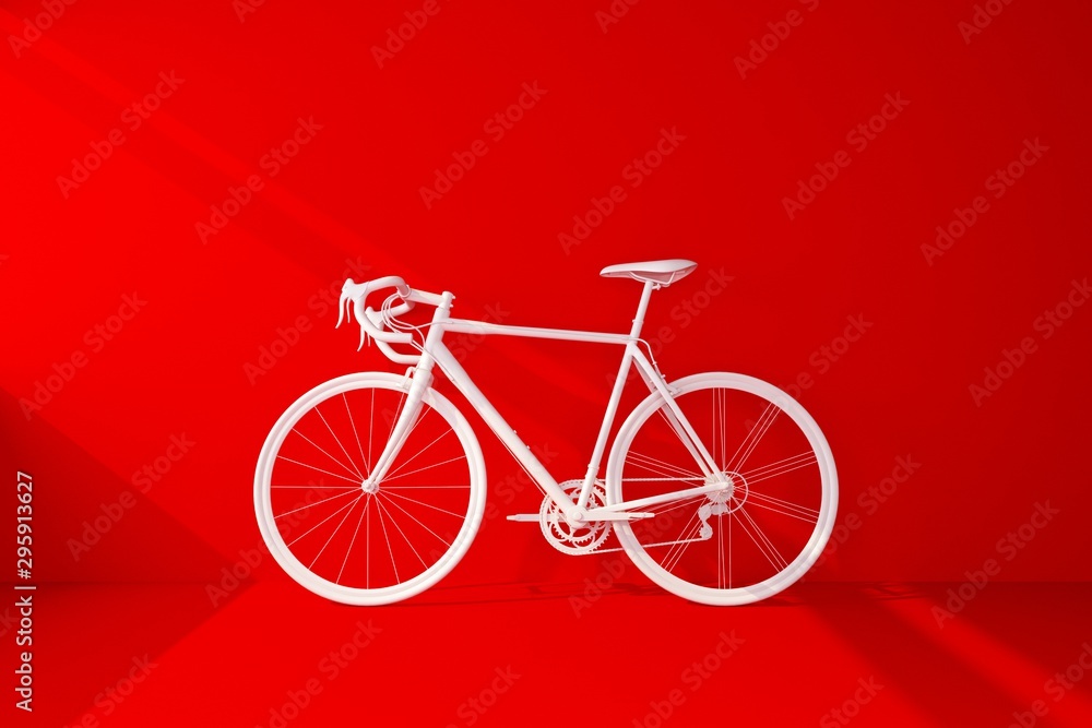 Fototapeta premium white bike on red wall