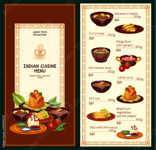 Indian cuisine meat curry, rice, vegetable dishes