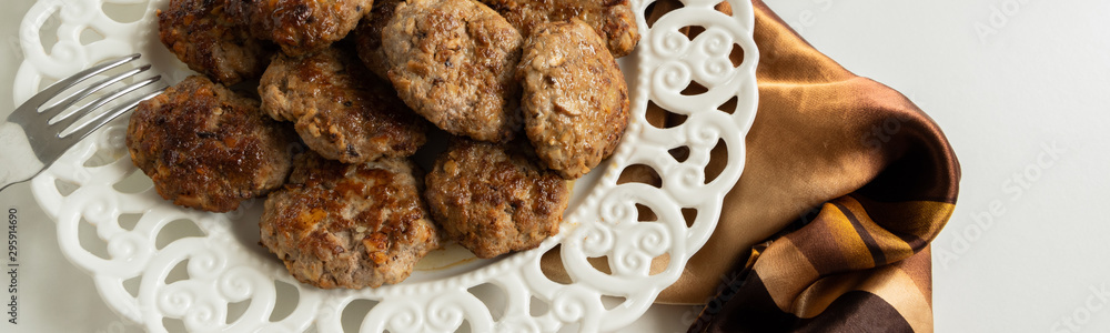 Top view of ready to eat meatballs with porcini mushrooms (edible Boletus) Top view of ready to eat meatballs with porcini mushrooms (edible Boletus)