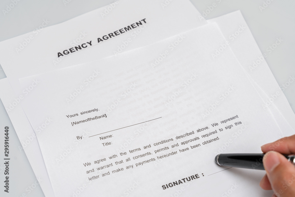  Agency contract form and fountain pen