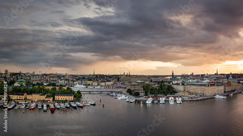 Stormy clouds over Stockholm at sunset