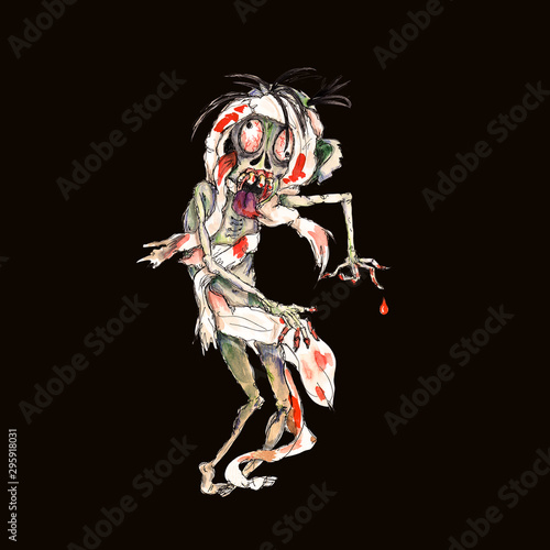 Watercolor hand drawn Halloween spooky icon  illustration isolated on white background