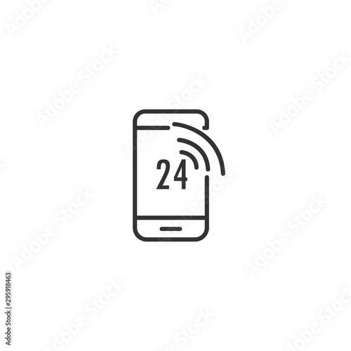 24h support line icon in simple design on a white background