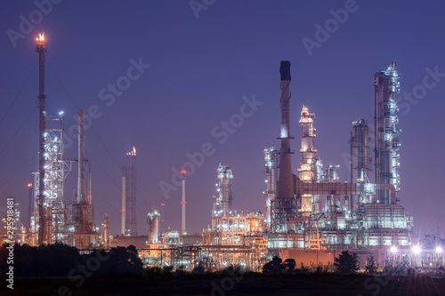 Panorama wide-angle Large oil and gas refinery industrial area and beautiful lighting at Twilight. © JT Jeeraphun