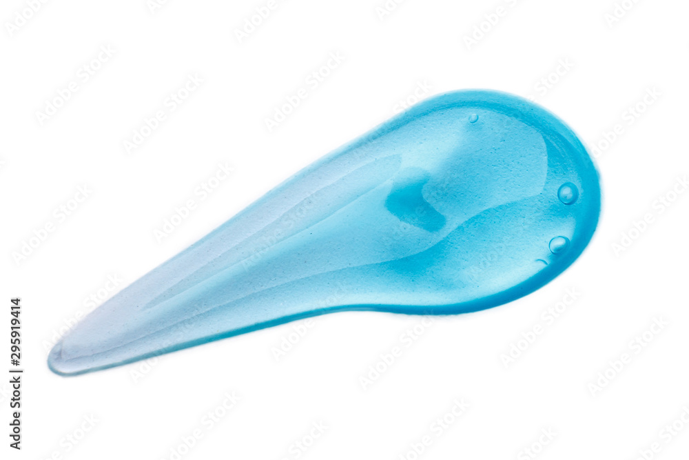 Cosmetic Cream Gel Texture Isolated On White Background. Close Up Of Green Transparent Drop Of Skin Care Product. High Quality Cosmetic Cream Gel Texture Isolated On White Background. Close Up Of Green Transparent Drop Of Skin Care Product. High Quality