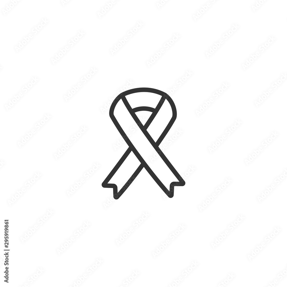 Cancer ribbon line icon in simple design on a white background Cancer ribbon line icon in simple design on a white background