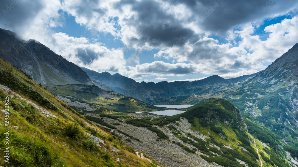 View on Przedni Staw and Wielki Staw in Tatra Mountains