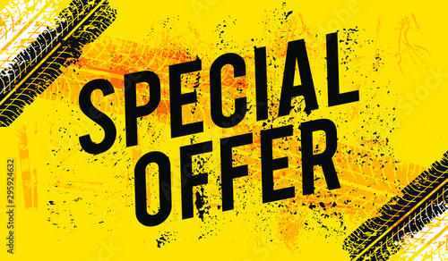 special offer banner. Tire Tracks Background