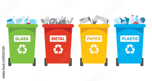Recycle Bins For Plastic, Metal, Paper And Glass