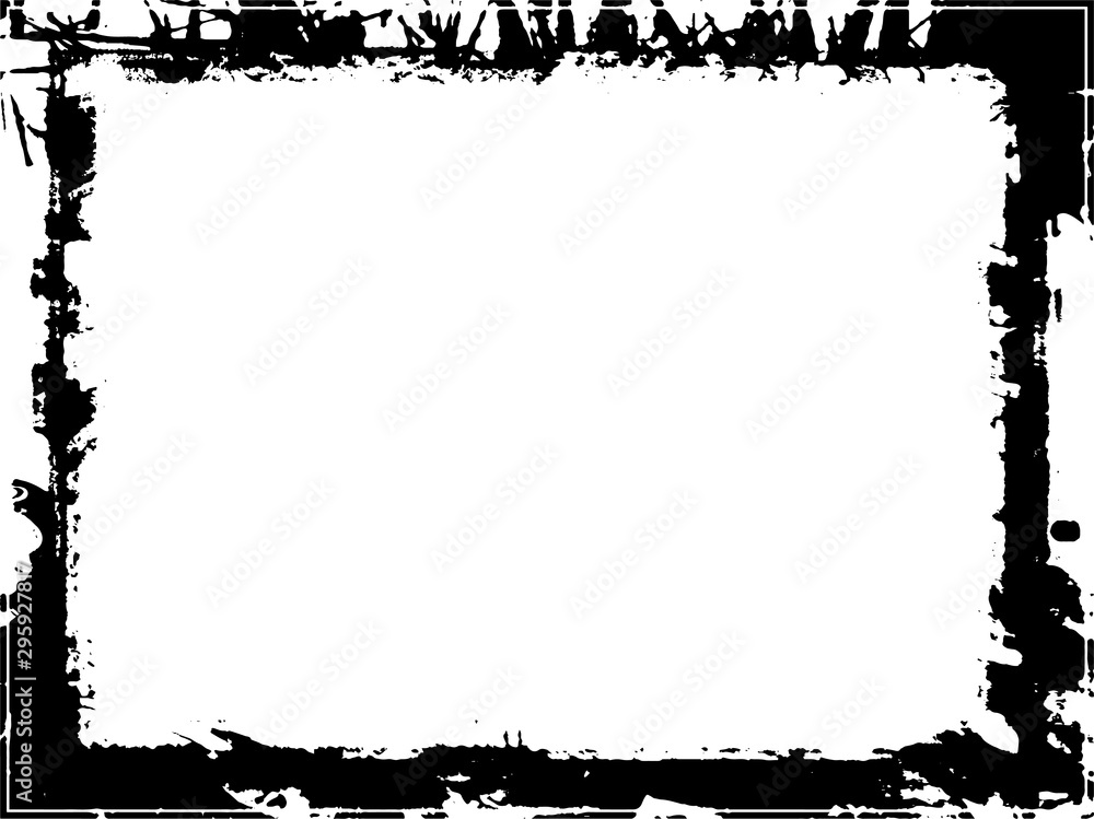 Black frame hand drawn on white background. Paint strokes with a dry brush Black frame hand drawn on white background. Paint strokes with a dry brush
