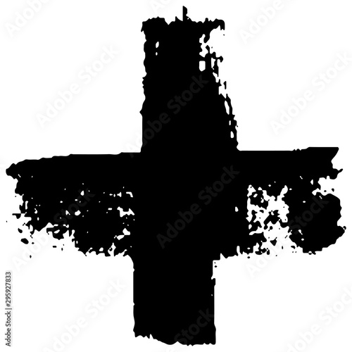 A black cross is hand-drawn...