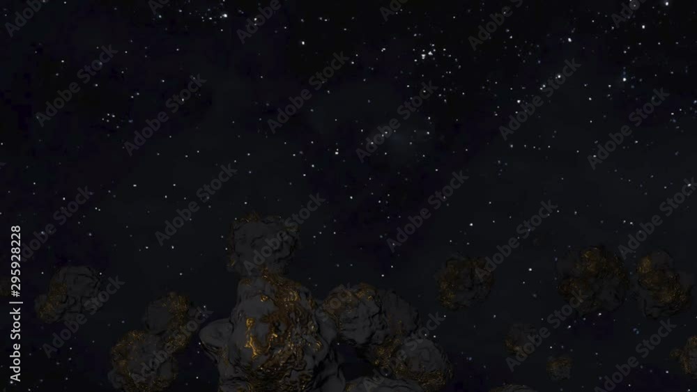 Mining asteroids giant golden asteroids in space video background seamless loop Mining asteroids giant golden asteroids in space video background seamless loop