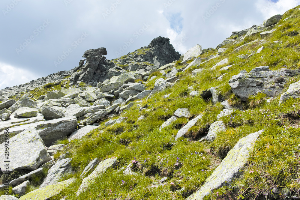 Landscape from trail from Scary lake to Kupens peaks, Rila Mountain, Bulgaria Landscape from trail from Scary lake to Kupens peaks, Rila Mountain, Bulgaria
