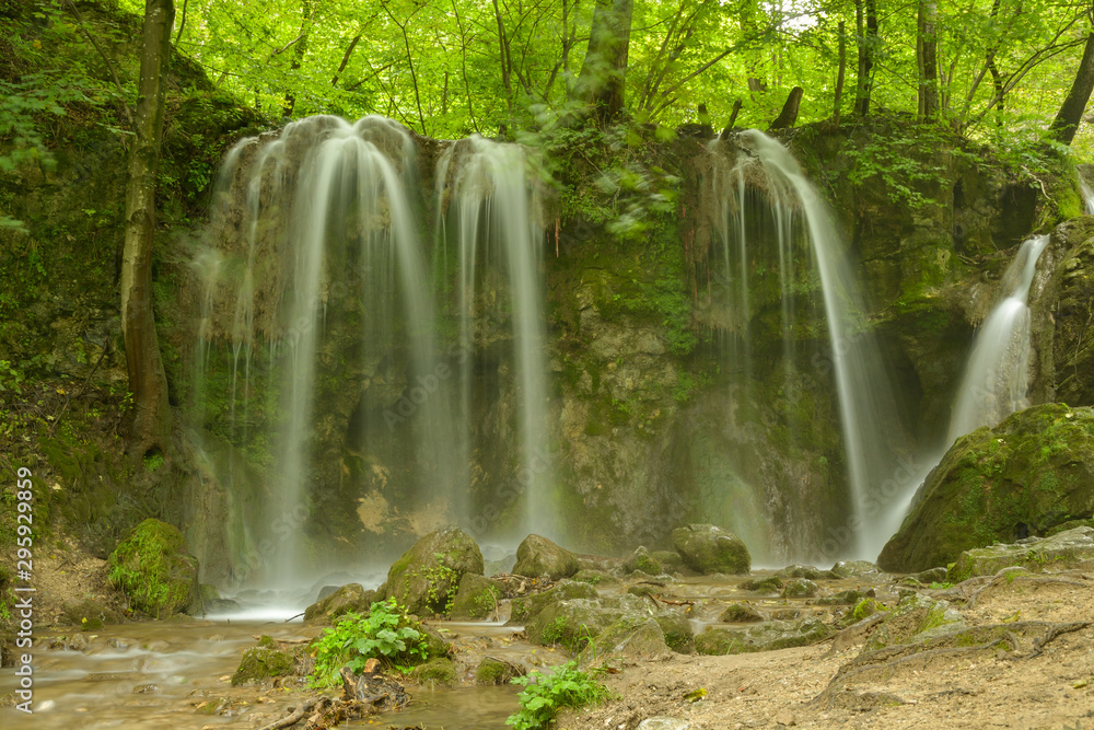 Beautiful Haj waterfall close to village of Haj in Slovak Karst mountains