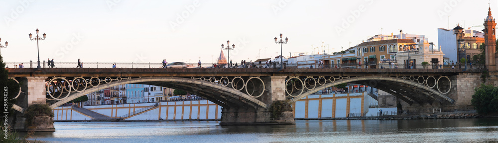 Triana bridge over the river Guadalquivir , Sevilla ,Andalucia, Spain