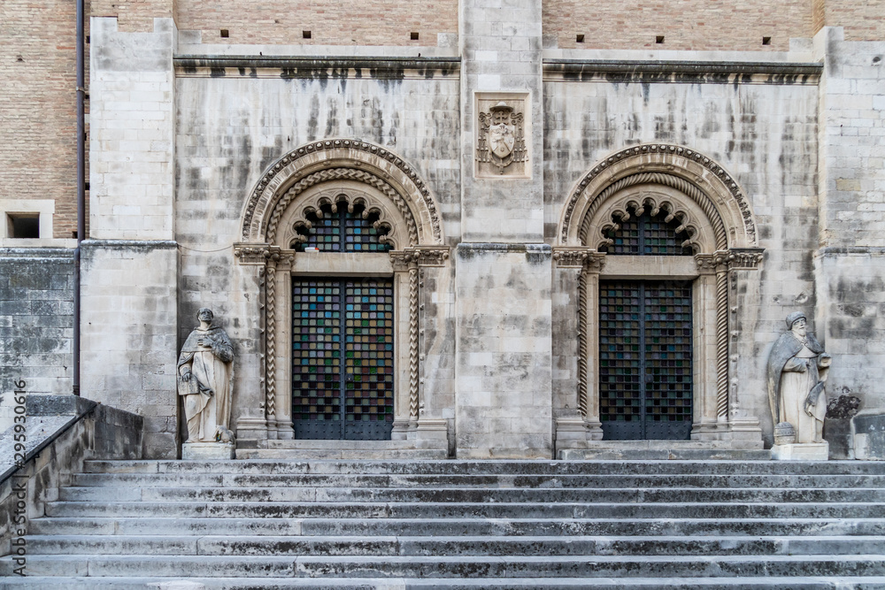 The main gate of San Giustino Cathedral's in Chieti, Abruzzo, Italy