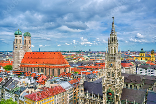 The Frauenkirche, or Cathedral of Our Dear Lady) located in Munich, Bavaria, Germany.