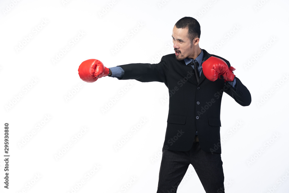 businessman with boxing gloves,  Business struggle concept